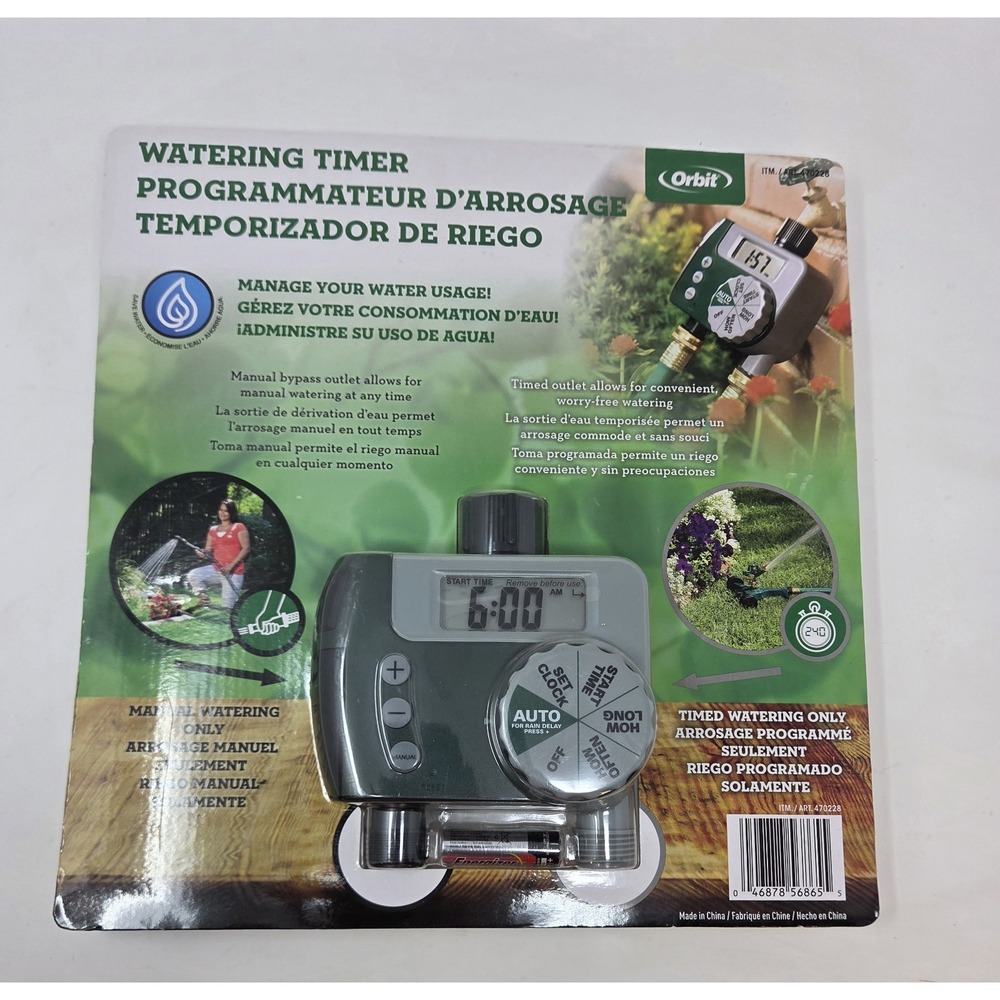 Orbit 56865 2-Outlet Digital Hose Watering Timer NEW Sealed Rain Delay Garden